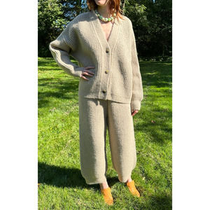 Lauren Manoogian Waffle Cardigan Sweater & Pant Sz 3 Large Set Alpaca Willow